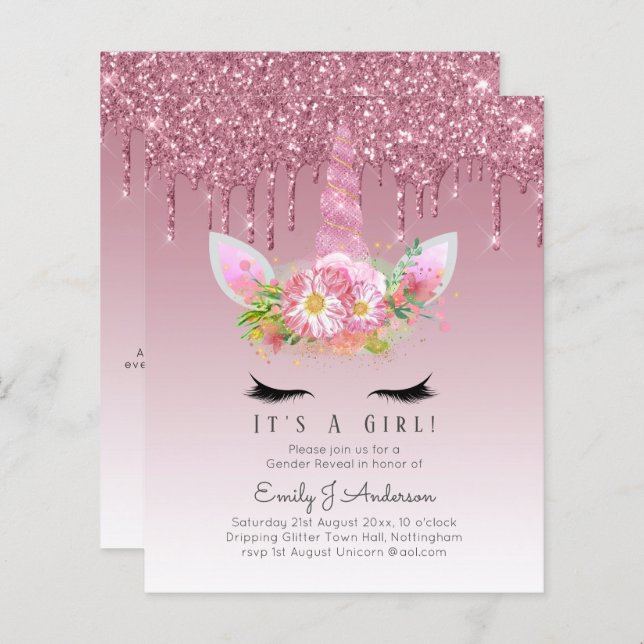 Lámina PRESUPUESTO Es un Purpurinoso Chica Unicorn Baby S (Anverso / Reverso)