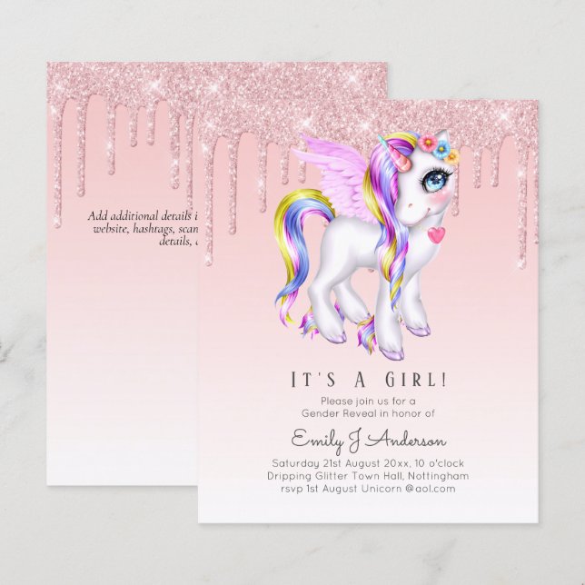 Lámina PRESUPUESTO Es un Purpurinoso Chica Unicorn Baby S (Anverso / Reverso)