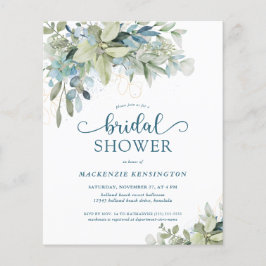 Lámina PRESUPUESTO Eucalipto Azul Bridal Ducha Invitación