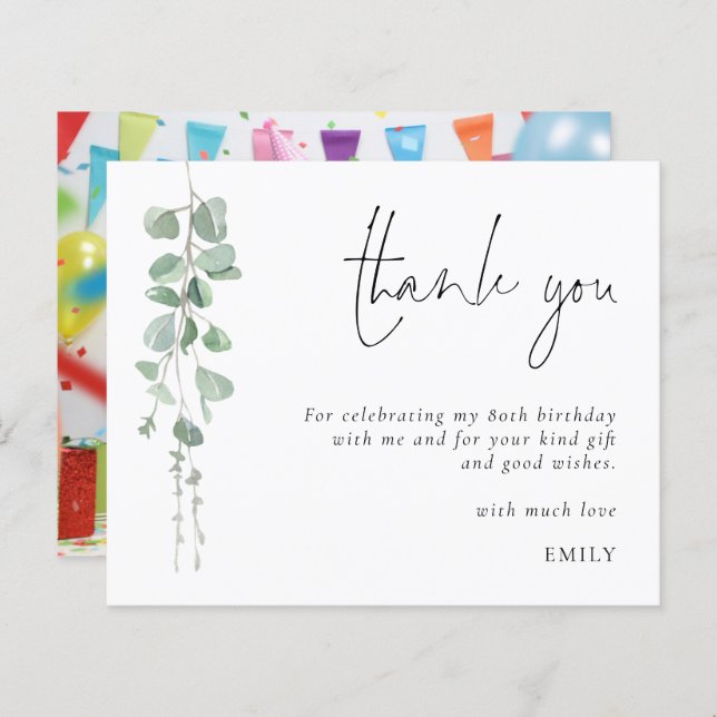 Lámina Presupuesto Eucalipto Cumpleaños 80 Fotos Agradeci (Anverso / Reverso)