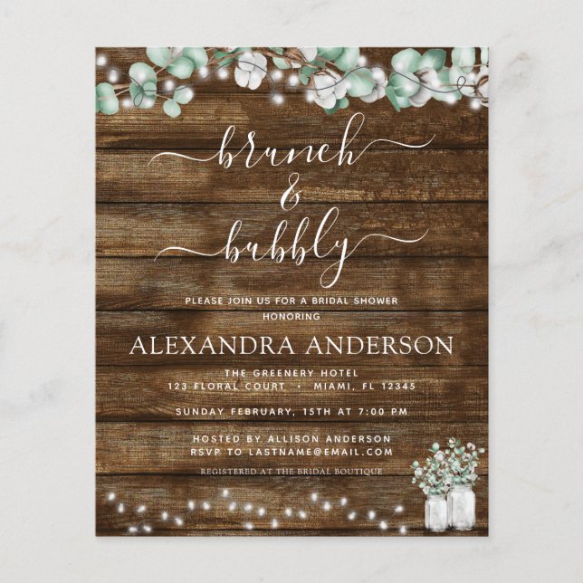 Lámina Presupuesto Eucalipto Madera Rústica Brunch y Burb (Anverso)