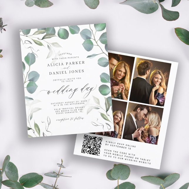 Lámina Presupuesto eucalipto QR CÓDIGO foto boda Invitaci (Subido por el creador)