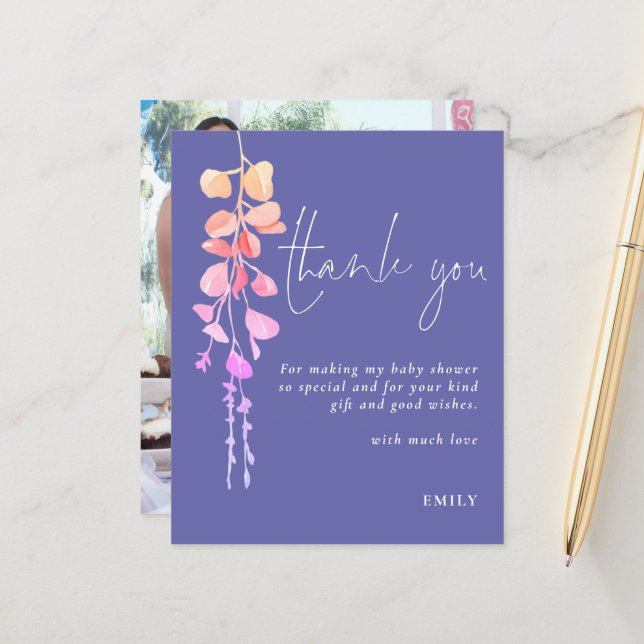 Lámina Presupuesto Eucalyptus Baby Shower Lilac Photo Gra (Anverso/Reverso In Situ)