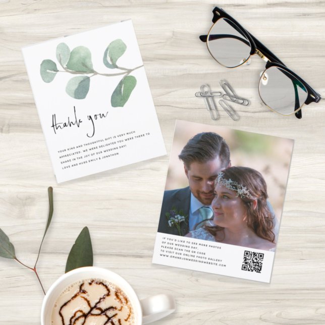Lámina Presupuesto Eucalyptus Boda Foto Código QR Gracias (Subido por el creador)