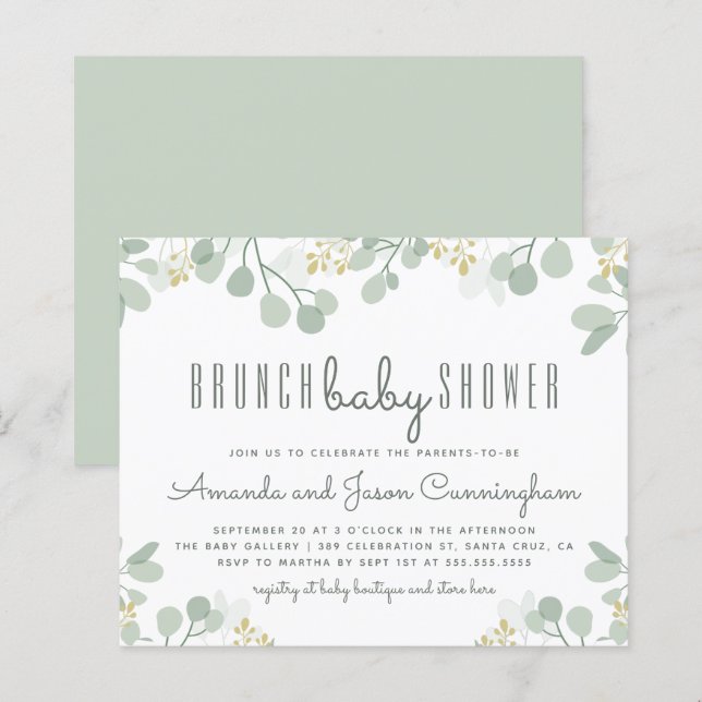 Lámina Presupuesto Eucalyptus Brunch Baby Shower (Anverso / Reverso)