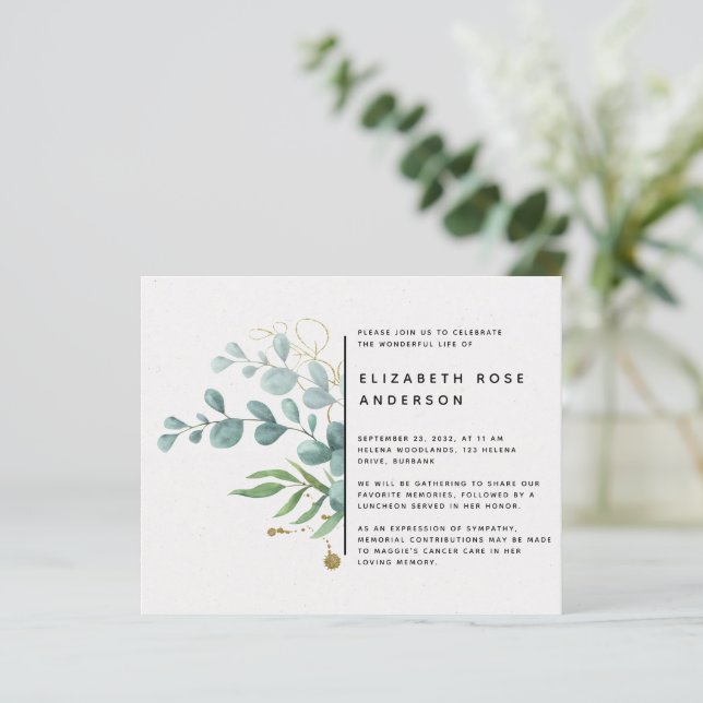 Lámina PRESUPUESTO Eucalyptus Celebración de la Invitació (Anverso de pie)