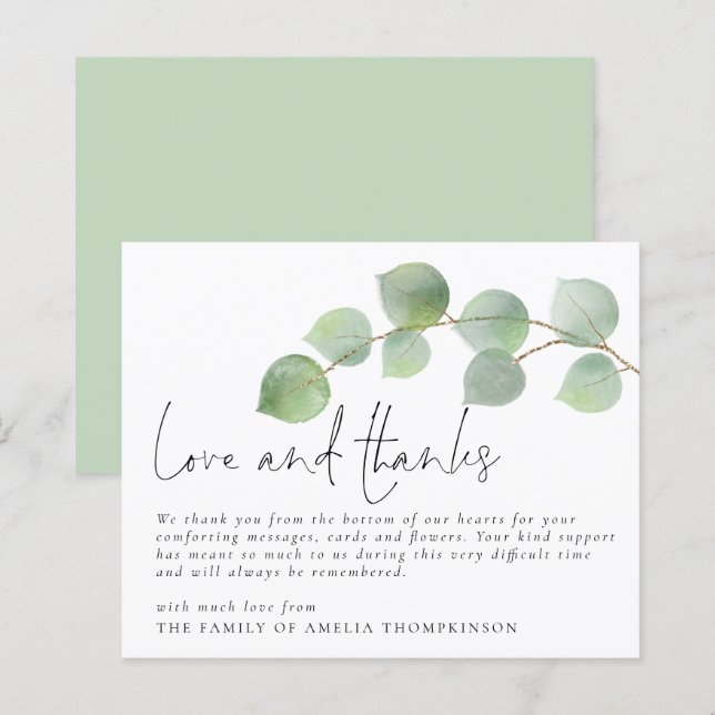 Lámina Presupuesto Eucalyptus Compasión funeraria Amor y  (Anverso / Reverso)