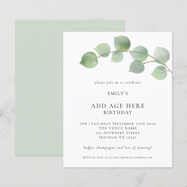 Lámina Presupuesto Eucalyptus Cualquier Invitación a Fies (Anverso / Reverso)