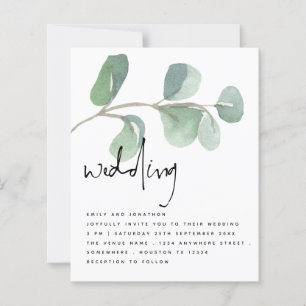 Lámina PRESUPUESTO Eucalyptus Elegant Script Wedding Invi
