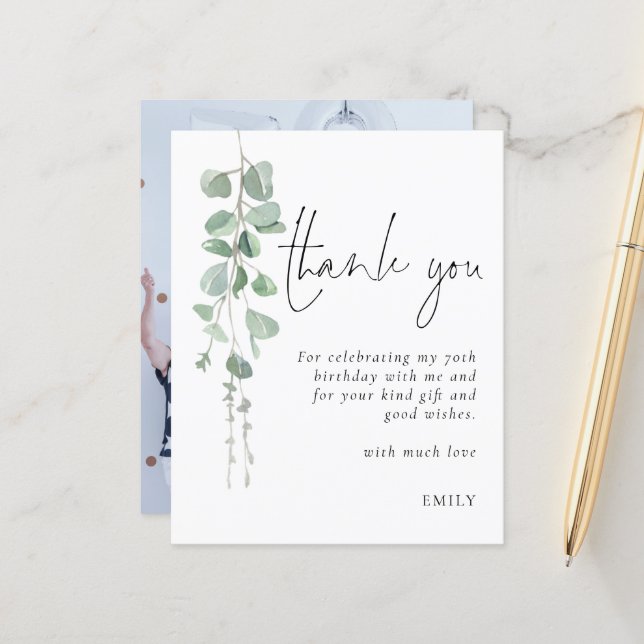 Lámina Presupuesto Eucalyptus Foto 70 cumpleaños Gracias (Anverso/Reverso In Situ)