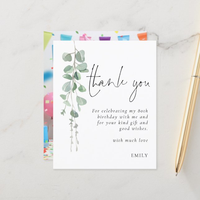 Lámina Presupuesto Eucalyptus Foto 80 cumpleaños Gracias (Anverso/Reverso In Situ)