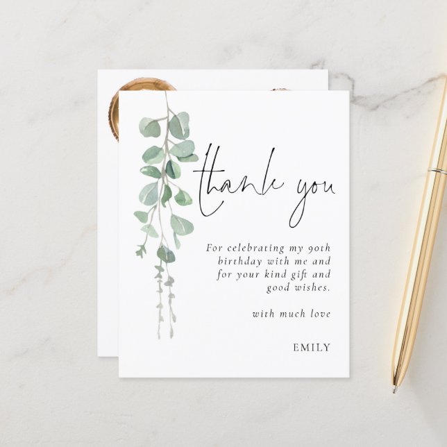 Lámina Presupuesto Eucalyptus Foto 90 cumpleaños Gracias (Anverso/Reverso In Situ)