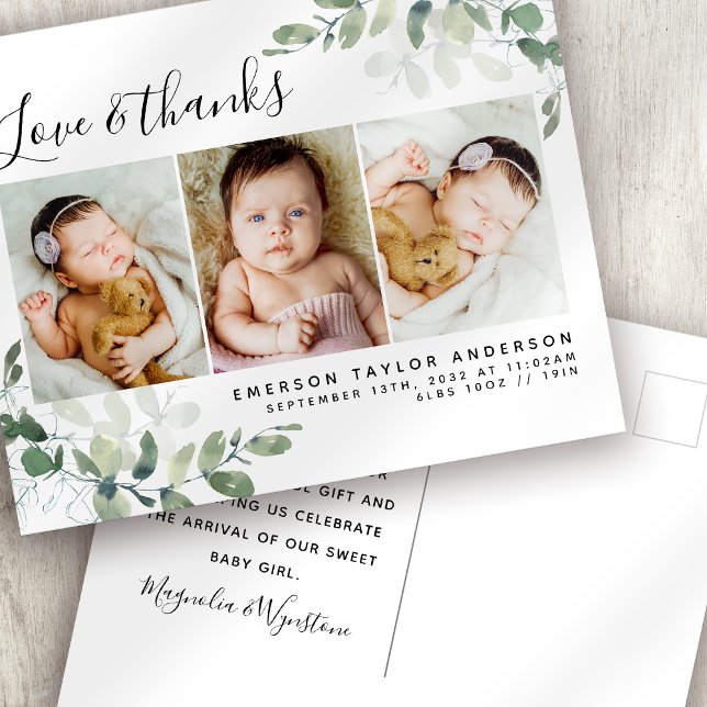 Lámina Presupuesto Eucalyptus Foto Bebé Gracias Postcard (Subido por el creador)