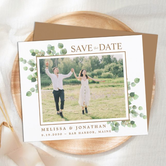 Lámina Presupuesto Eucalyptus Green Photo Save The Date (Subido por el creador)