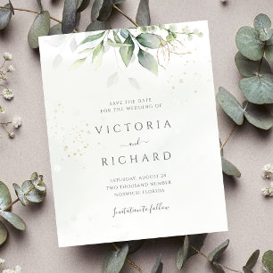 Lámina Presupuesto Eucalyptus Greenery Gold Save The Date
