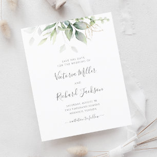 Lámina Presupuesto Eucalyptus Greenery Gold Save The Date