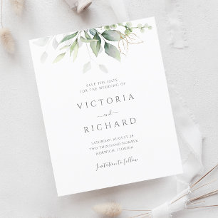 Lámina Presupuesto Eucalyptus Greenery Gold Save The Date