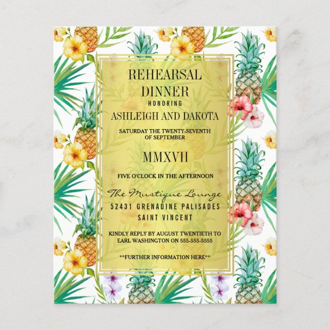 Lámina Presupuesto Exótico Piña Hibiscus Ensayo Cena (Anverso)