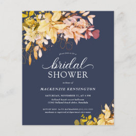 Lámina PRESUPUESTO Fall Naval Blue Gold Floral Bridal Sho