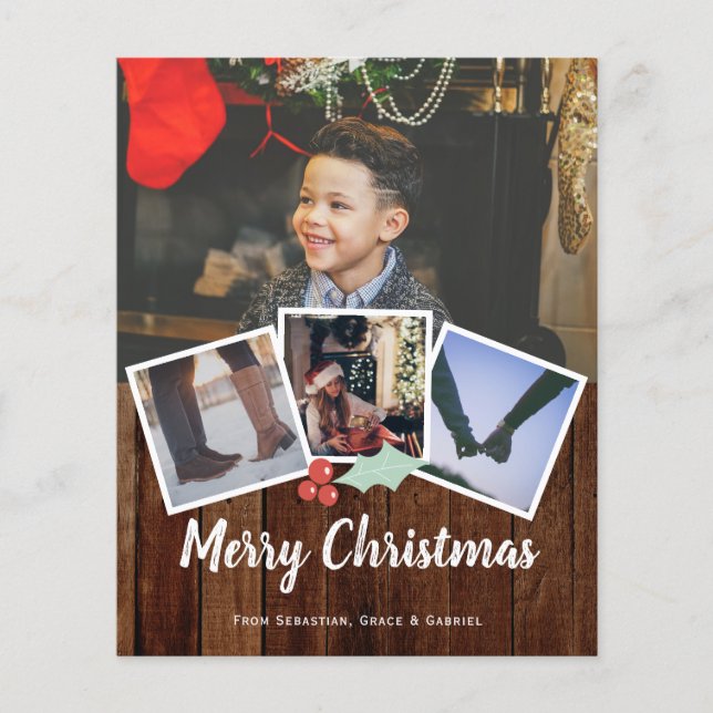 Lámina PRESUPUESTO Feliz Navidad Foto Rustic Holly Y Made (Anverso)