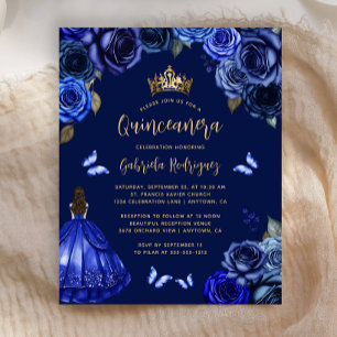 Lámina Presupuesto Floral Azul Real Oscuro Princesa Quinc