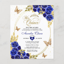 Lámina PRESUPUESTO Floral Blue Gold Butfly Quinceanera
