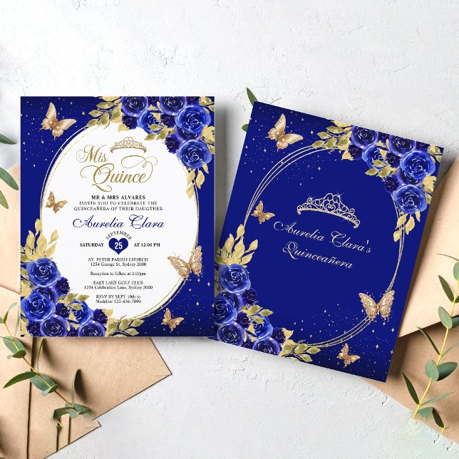 Lámina PRESUPUESTO Floral Blue Gold Butfly Quinceanera (Subido por el creador)