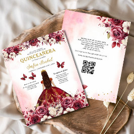 Lámina Presupuesto Floral Borgoña Código QR Quinceanera