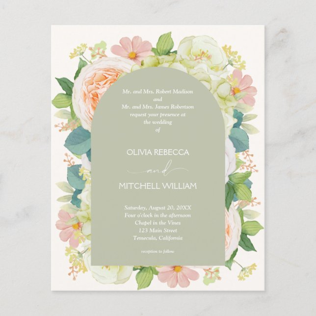 Lámina Presupuesto Floral Código QR Invitación a matrimon (Anverso)