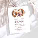 Lámina Presupuesto floral de durazno de oro blanco 60 cum<br><div class="desc">Una invitación moderna, elegante y glamurosa para celebrar su 60 aniversario. Fondo blanco, decorado con melocotón y flor morada acuática. El nombre está escrito con una escritura de estilo con letras a mano moderna. Personalice y agregue los detalles de su fiesta. El número 60 se escribe con un tipo de...</div>