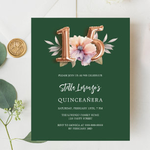 Lámina Presupuesto floral de durazno verde esmeralda Quin