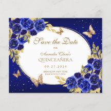 PRESUPUESTO Floral Mariposa Azul Real Quinceanera