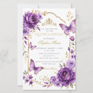 Lámina Presupuesto Floral Mariposa Morado Quinceañera Dor