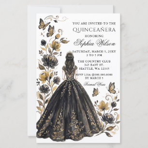 Lámina Presupuesto Floral Negro Princesa Mariposa Quincea