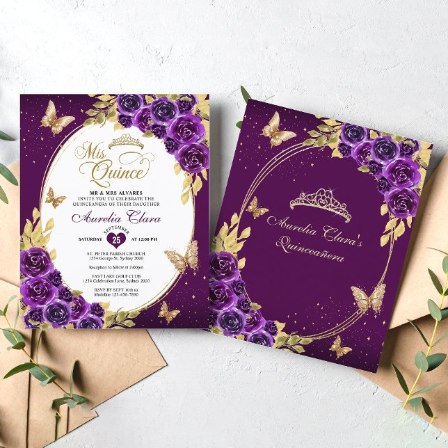 Lámina PRESUPUESTO Floral Purple Gold Tiara Mis Quinceane (Subido por el creador)