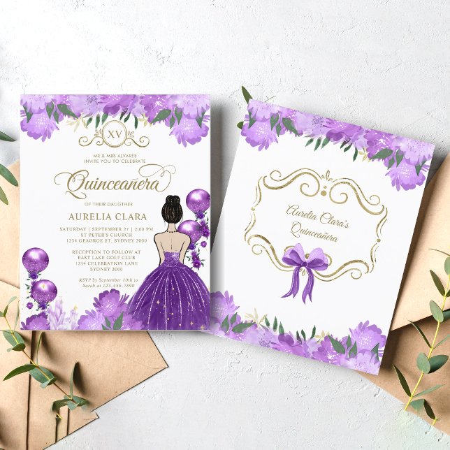 Lámina PRESUPUESTO Floral Púrpura Princesa XV Quinceanera (Subido por el creador)
