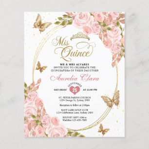 Lámina PRESUPUESTO Floral Rubor Pink Gold Butfly Mis Quin