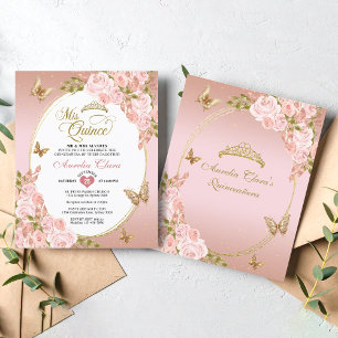 Lámina PRESUPUESTO Floral Rubor Pink Gold Butfly Mis Quin