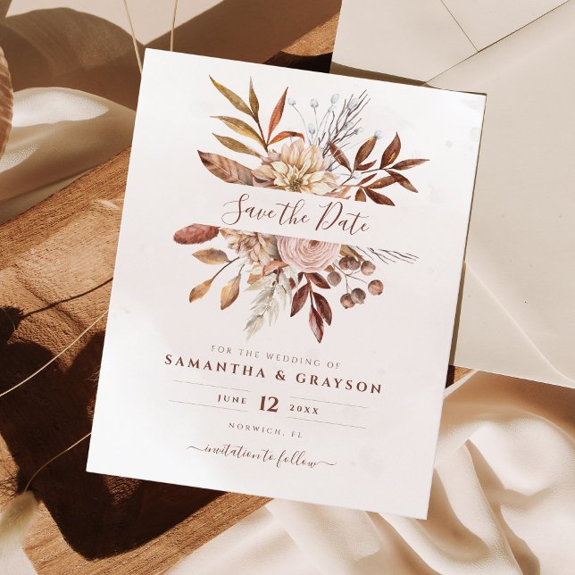Lámina Presupuesto Flores Boho Otoño Boda Save The Date (Subido por el creador)