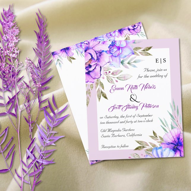 Lámina PRESUPUESTO flores moradas invitación a la boda fl (Subido por el creador)