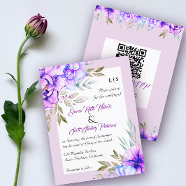 Lámina PRESUPUESTO flores moradas QR código invitación a