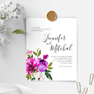 Lámina PRESUPUESTO Flores púrpuras Invitación a matrimoni