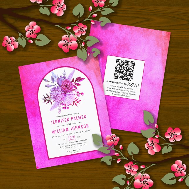Lámina PRESUPUESTO Flores QR código magenta invitación a  (Subido por el creador)