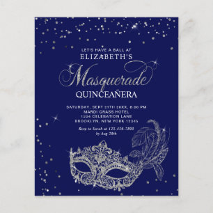 Lámina Presupuesto Foto Azul Máscara de Plata Quinceañera