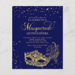 Lámina Presupuesto Foto de Quinceañera Blue Gold Masquera