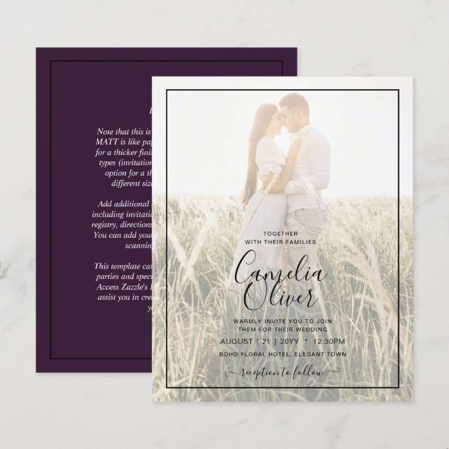 Lámina PRESUPUESTO FOTO TODO EN 1 SOBREEMPLAZO Plum Purpl (Anverso / Reverso)