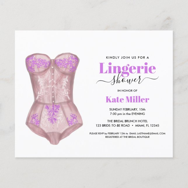 Lámina PRESUPUESTO Fuchsia Bustier Lingerie Bridal SHOWER (Anverso)