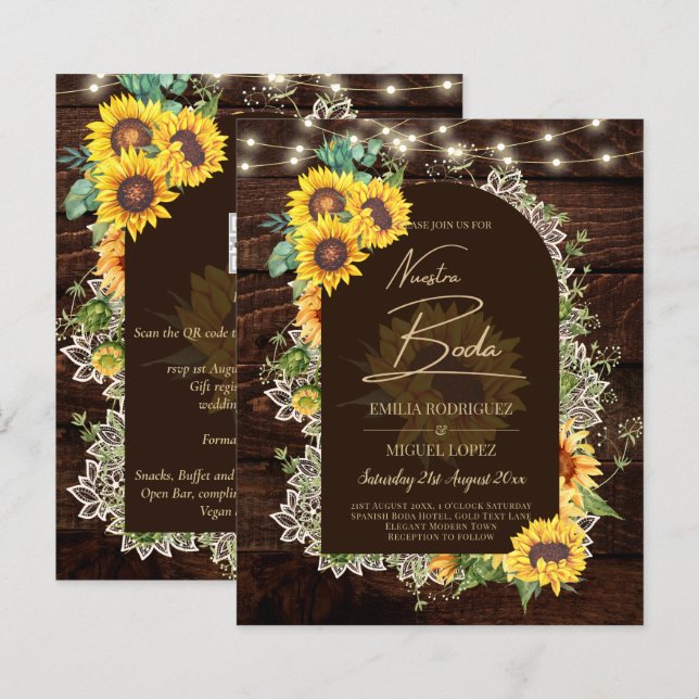 Lámina PRESUPUESTO girasoles luces de encaje matrimonio I (Anverso / Reverso)