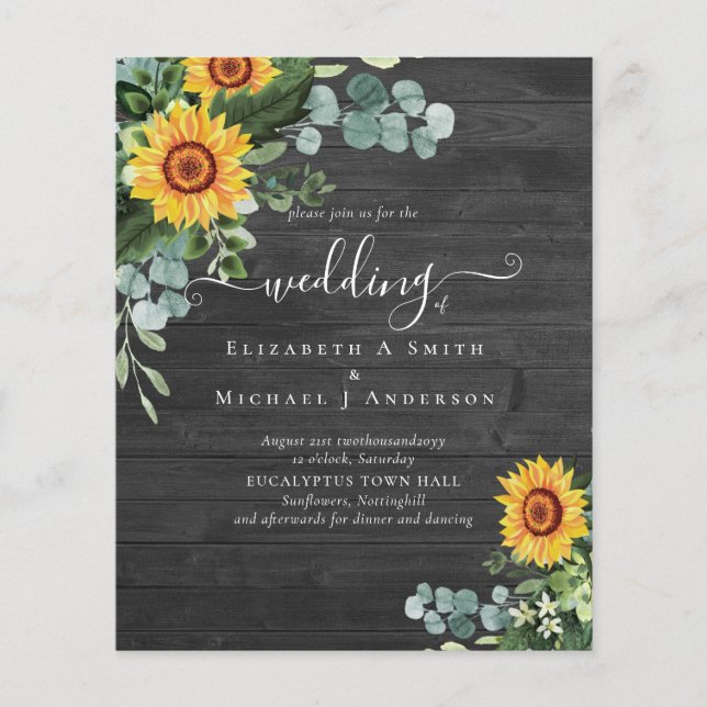 Lámina PRESUPUESTO Girasoles rusos Eucalyptus deja Boda (Anverso)