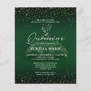 Lámina PRESUPUESTO Glam Gold Green Princess Vestido Quinc